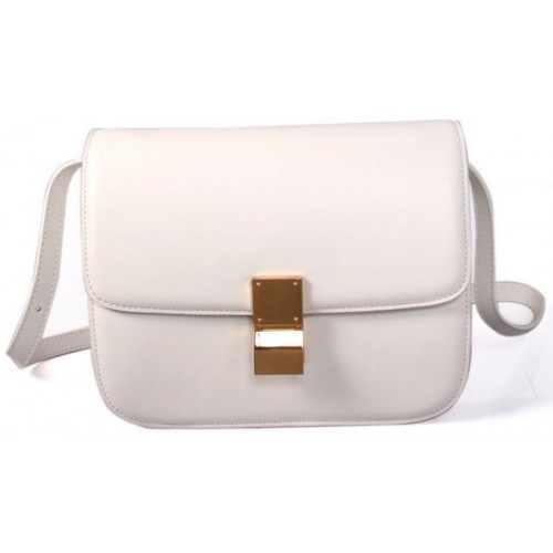 Celine Classic Box Petit Sac à Rabat Cuir Lisse C88007C Blanc
