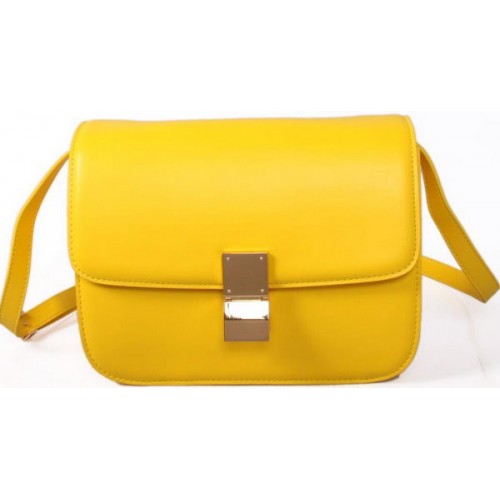 Celine Classic Box Petit Sac à Rabat Cuir Lisse C88007C Jaune