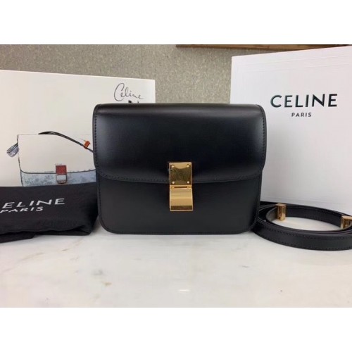 Celine Classic Box Teen Flap Bag Cuir de veau d'origine 3379 Noir
