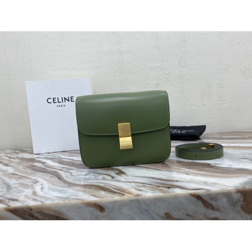 Celine Classic Box Teen Flap Bag Original Cuir de Veau 3379 Vert