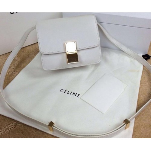 Celine Classic Box mini Sac à Rabat Cuir Lisse C11041T Blanc