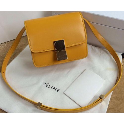 Celine Classic Box mini Sac à Rabat Cuir Lisse C11041T Jaune