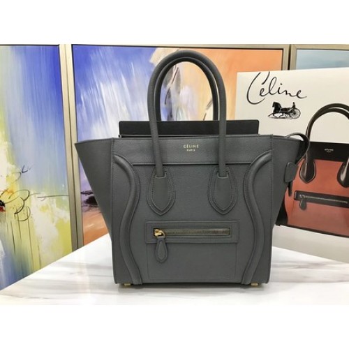 Celine Bagagerie Micro Sac fourre-tout Cuir d'origine CLY33081M Gris foncé
