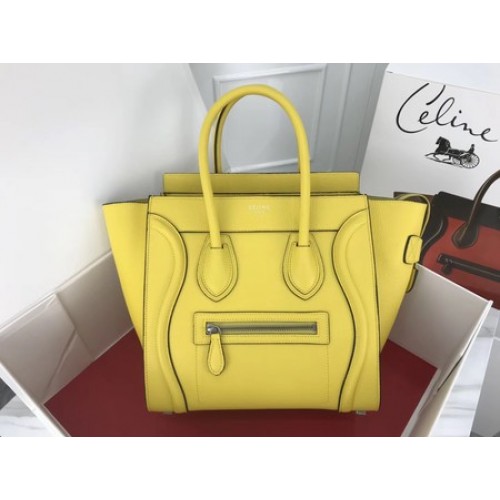 Celine Bagagerie Micro Sac fourre-tout Cuir d'origine CLY33081M Citron