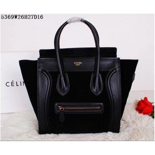 Celine Bagagerie Micro Sac fourre-tout Cuir suédé d'origine CL5369 Noir