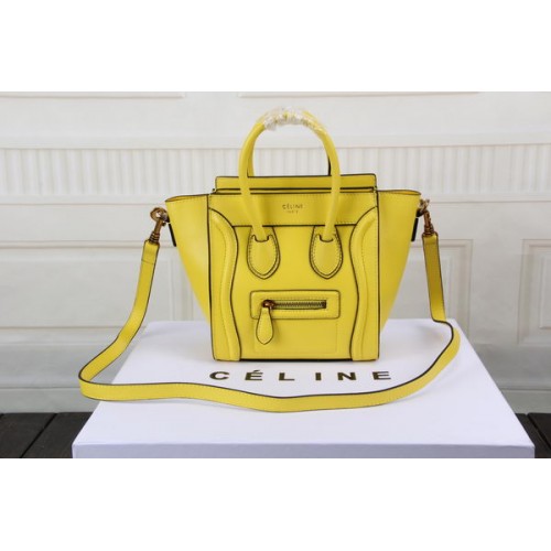 Bagagerie Celine Nano Sac Original Cuir CTS3309 Jaune