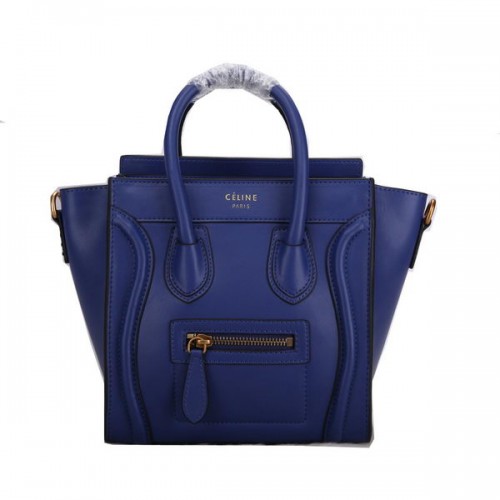 Bagagerie Celine Sac Nano Cuir Lisse C106 Bleu