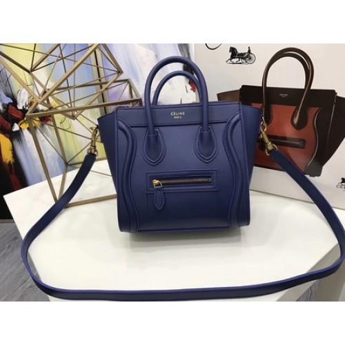 Celine Bagages Nano Tote Bag Original Cuir CC3560 Bleu
