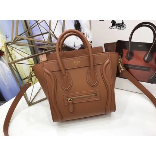 Celine Bagages Nano Tote Bag Original Cuir CC3560 Marron
