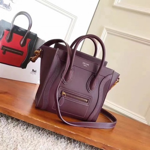 Celine Bagagerie Nano Tote Bag Original Cuir CC3560 Bordeaux
