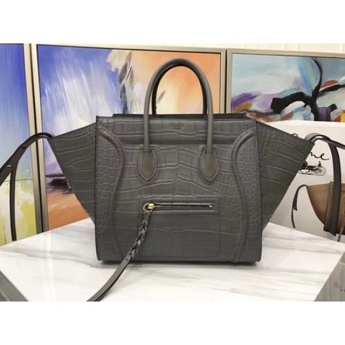 Celine Bagages Phantom Tote Bag Cuir Croco CT3372 Gris