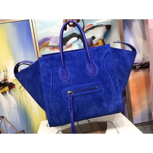 Celine Bagages Phantom Tote Bag Cuir Suédé CT3372 Bleu