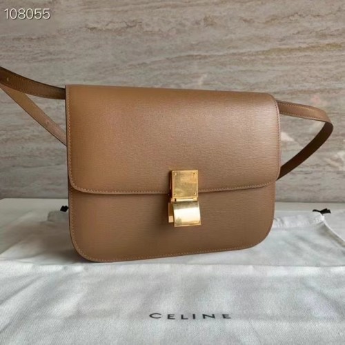 Celine SAC MOYEN CLASSIQUE EN CUIR DE VEAU NATUREL 189173 Marron