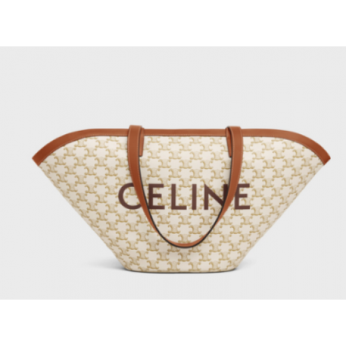 Celine SAC COUFFIN MOYEN EN TOILE TRIOMPHE IMPRIMÉ CELINE 196262 BLANC