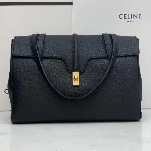 Celine SAC MOYEN SOFT 16 EN CUIR DE VEAU LISSE CR94043 noir