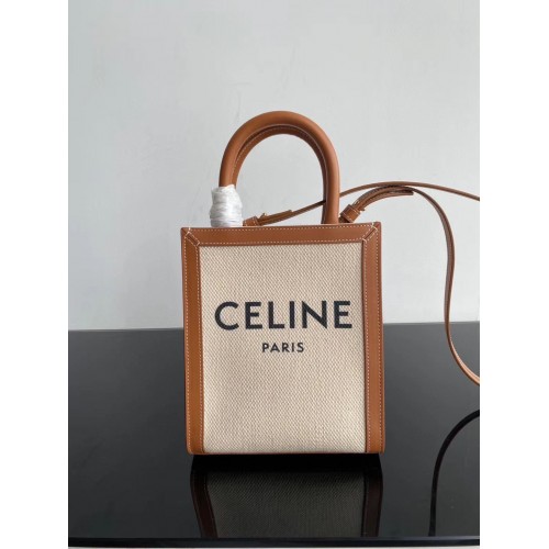 Celine MINI CABAS VERTICAL EN TOILE TRIOMPHE CL01541 Marron