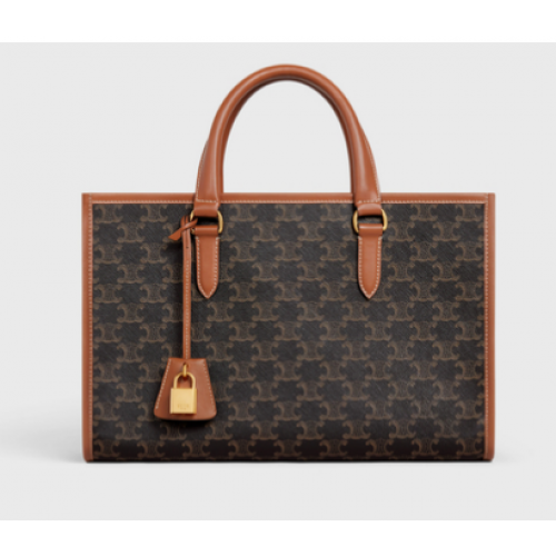 Celine MINI CABAS HORIZONTAUX EN TOILE TRIOMPHE ET CUIR DE VEAU 199742 noir