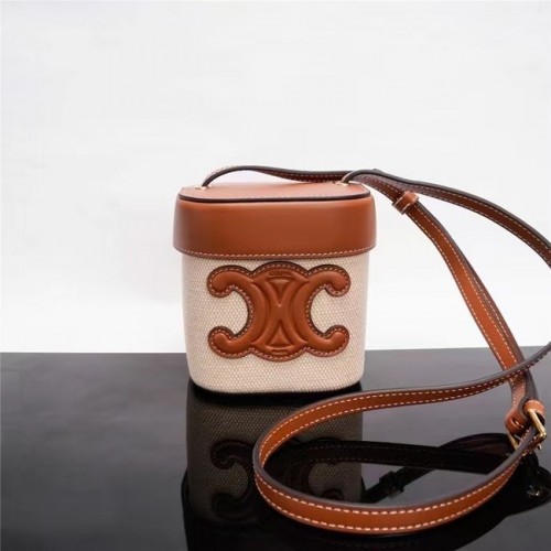 Celine MINI SAC TEEN CLASSIC EN TOILE TRIOMPHE ET CUIR DE VEAU 199263 marron