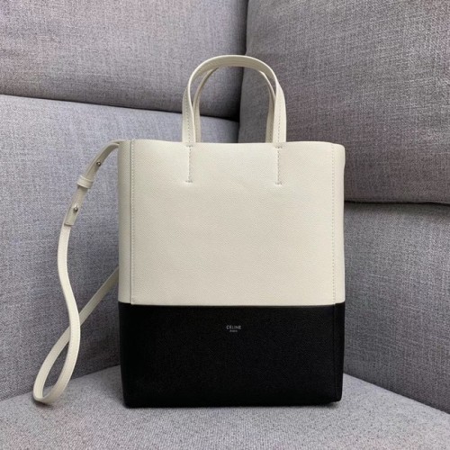Celine Original Sac CABAS en Cuir 189813 Blanc&Noir