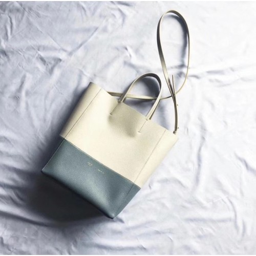Celine Original Sac CABAS en Cuir 189813 Blanc&Bleu
