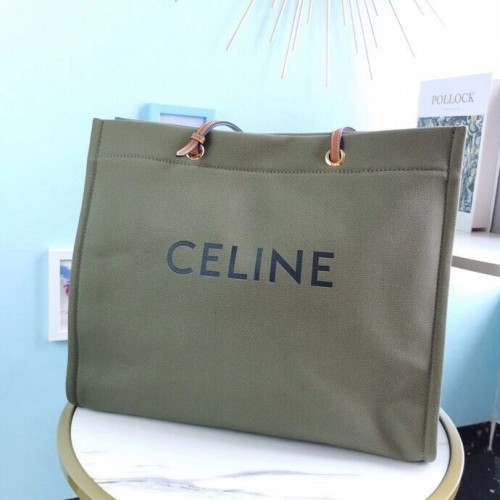 Celine Original Sac shopping en cuir CL92172 vert noirâtre