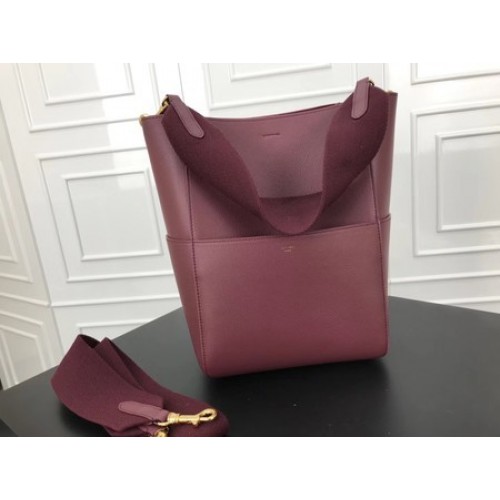 Celine SEAU SANGLE Sacs Cabas Cuir de Veau Original 3369 Bordeaux