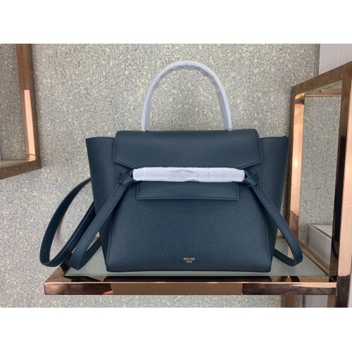 Celine Petit Sac Banane Cuir Original C9984 Bleu Foncé