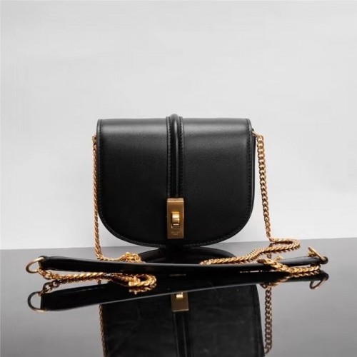 Celine TEEN CHAINE BESACE TRIOMPHE EN CUIR DE VEAU BRILLANT 10G453 noir