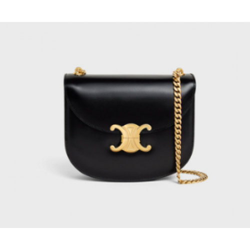 Celine TEEN CHAINE BESACE TRIOMPHE EN CUIR DE VEAU BRILLANT 110973 NOIR