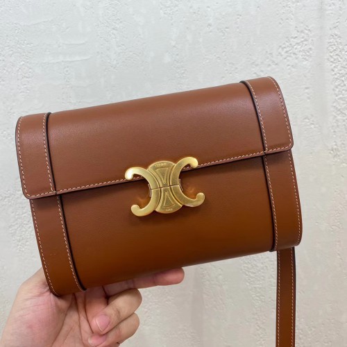 Celine SAC TEEN TRIOMPHE EN CUIR DE VEAU BRILLANT 195263 marron