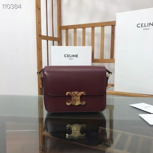 Celine SAC TEEN TRIOMPHE EN CUIR DE VEAU BRILLANT MINÉRAL 188423 Bordeaux