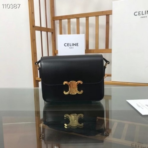 Celine SAC TEEN TRIOMPHE EN CUIR DE VEAU BRILLANT MINÉRAL 188423 noir