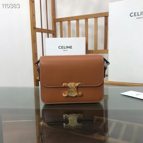 Celine SAC TEEN TRIOMPHE EN CUIR DE VEAU BRILLANT MINÉRAL 188423 marron