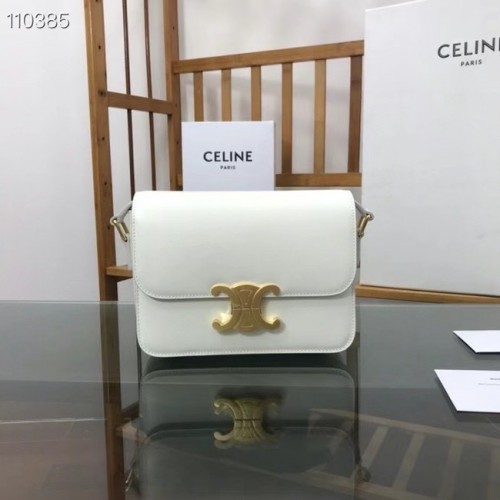 Celine SAC TEEN TRIOMPHE EN CUIR DE VEAU BRILLANT MINÉRAL 188423 blanc