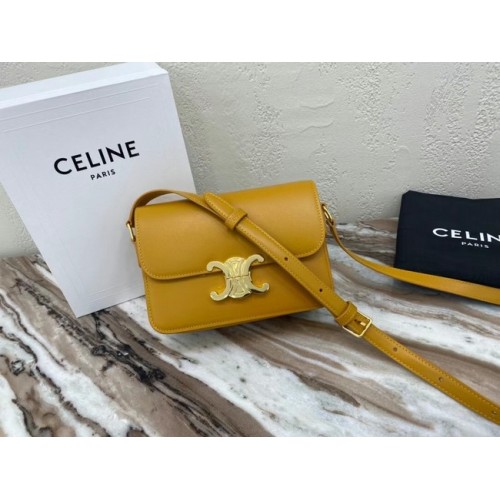 Celine SAC TEEN TRIOMPHE EN CUIR DE VEAU BRILLANT MINÉRAL 188423 jaune