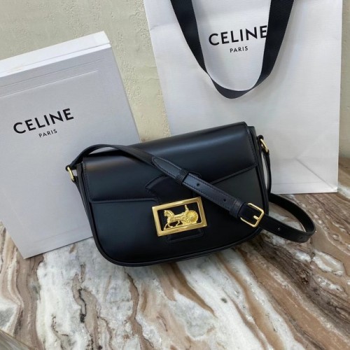 Celine SAC TEEN TRIOMPHE EN CUIR DE VEAU BRILLANT MINÉRAL 195302 noir