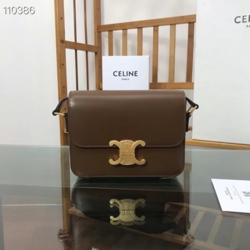 Celine SAC TEEN TRIOMPHE EN CUIR DE VEAU BRILLANT MINÉRAL 188423 Kaki