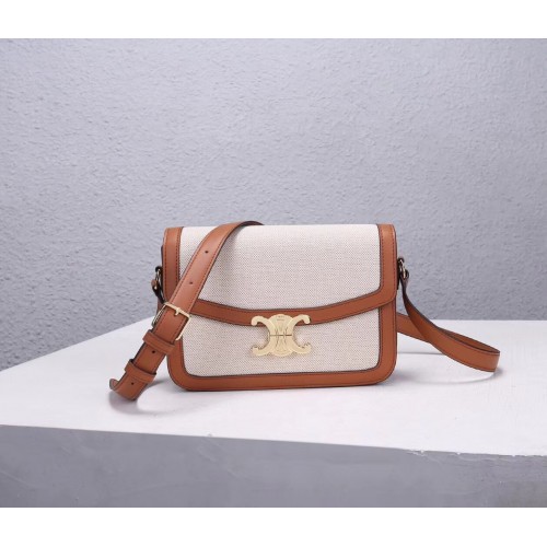 Celine SAC TEEN TRIOMPHE EN TOILE TRIOMPHE ET CUIR DE VEAU CL87368 blanc