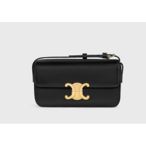 Celine SAC BANDOULIÈRE TRIOMPHE EN CUIR DE VEAU NATUREL 194143 noir