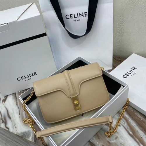 SAC À BANDOULIÈRE Celine TRIOMPHE EN CUIR DE VEAU BRILLANT 194023 crème
