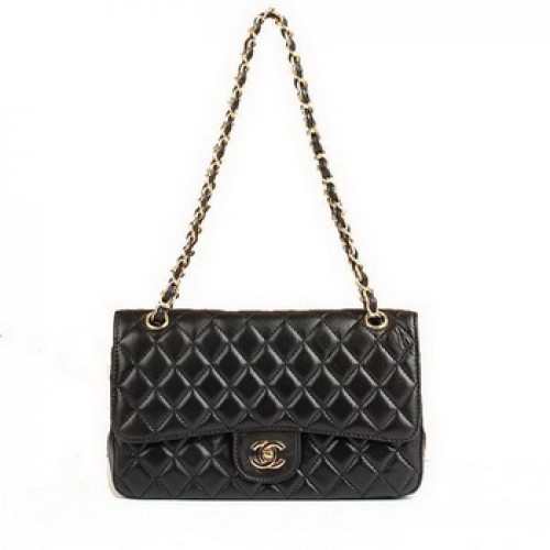 Chanel 2.55 Series Flap Bag 1112 Matériel doré en cuir noir