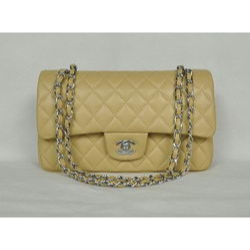 Chanel Classic Flap Bag 1112 Cuir d'abricot Matériel argenté