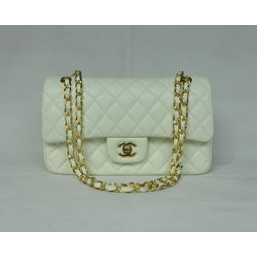 Chanel Classic Flap Bag 1112 Cuir Beige Matériel Doré