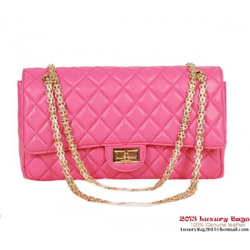 Chanel 1113 Sac à rabat classique en peau de mouton rose doré