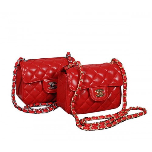 Chanel Mini Sac à Rabat Classique 1115 en Cuir de Mouton Rouge