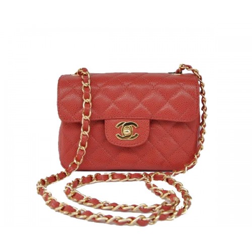 Mini sac à rabat classique Chanel pas cher 1115 matériel doré en cuir rouge