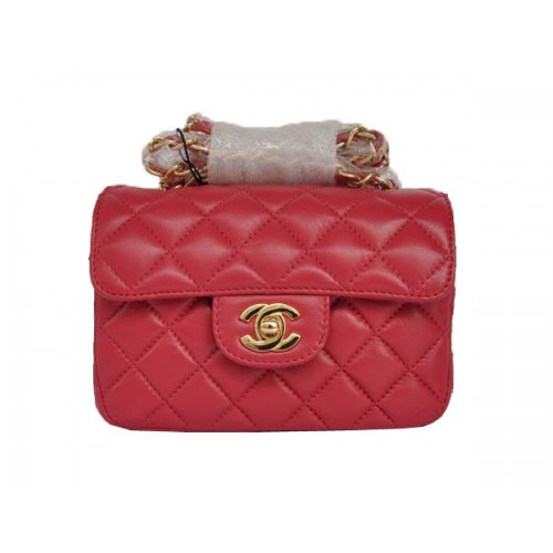 Mini sac à rabat classique Chanel pas cher 1115 matériel doré en peau de mouton rose