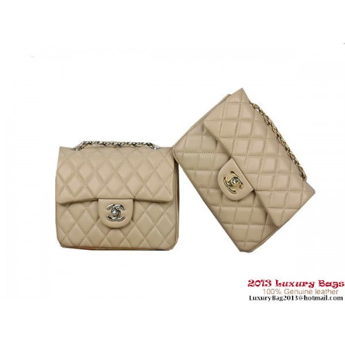 Chanel 1115 mini sac à rabat classique cuir de mouton abricot
