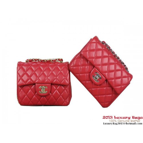 Chanel 1115 mini sac à rabat classique cuir de mouton rouge