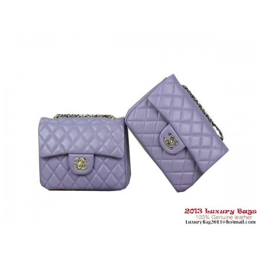 Chanel 1115 mini sac à rabat classique cuir de mouton violet